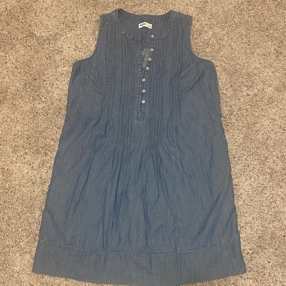 Sonoma Women’s Blue Pintuck Sleeveless Tunic Dress 100% Cotton Medium
